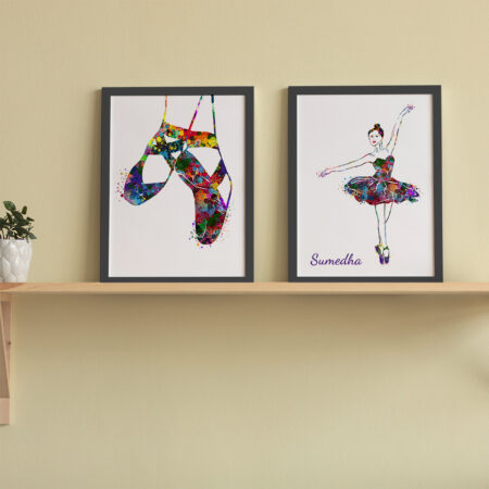 Colour Splash Balletgirl with Personalised name-2 Frames