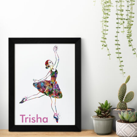 Colour Splash Balletgirl with Personalised Name