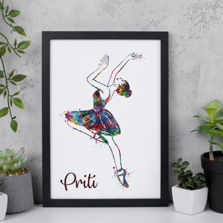 Colour Splash Balletgirl with Personalised Name