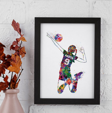 Colour splash volleyball girl with personalized names and number