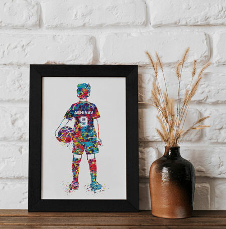 Colour splash basket ball boy with personalized name and number