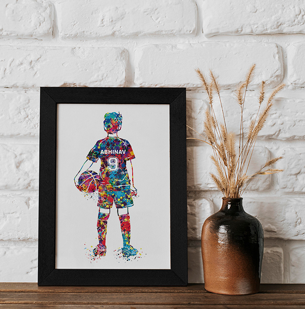 Colour splash basket ball boy with personalized name and number