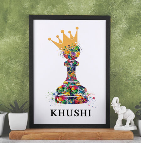 Colour splash chess PAWN with personalized name