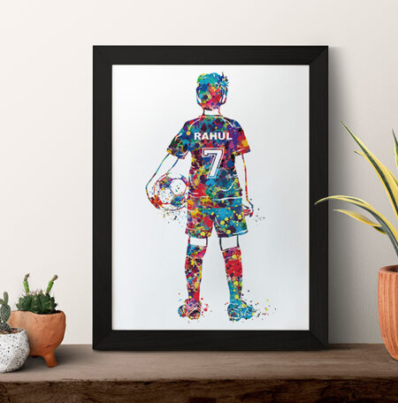 Colour splash foot ball boy with personalized name and number