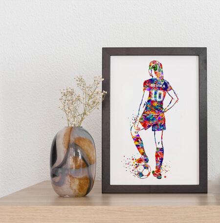 Colour splash football girl with personalized names and numbers